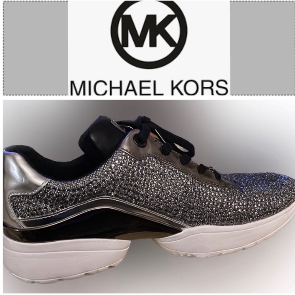 Michael Kors Jada Sneakers Bling Lace Up Casual Walking Shoes 8.5 - Picture 2 of 8